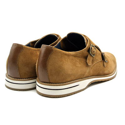 Zelli Italia Men's 56-100-CGN LEGERRA Sueded Goatskin Monkstrap, Cognac