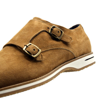 Zelli Italia Men's 56-100-CGN LEGERRA Sueded Goatskin Monkstrap, Cognac