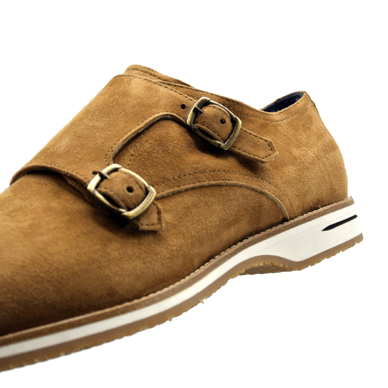 Zelli Italia Men's 56-100-CGN LEGERRA Sueded Goatskin Monkstrap, Cognac