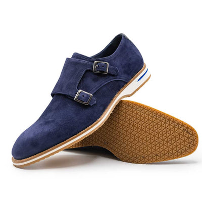 Zelli Italia Men's 56-100-NVY LEGERRA Sueded Goatskin Monkstrap, Navy
