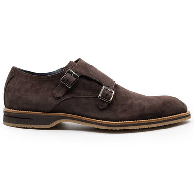 Zelli Italia Men's 56-105-BRN LEGERRA Sueded Goatskin Monkstrap, Brown