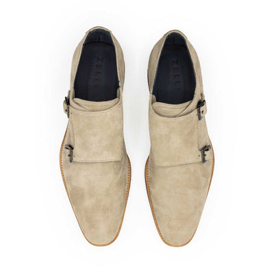 Zelli Italia Men's 56-105-SND LEGERRA Sueded Goatskin Monkstrap, Sand