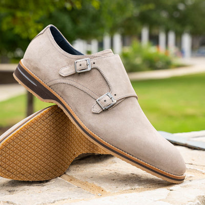 Zelli Italia Men's 56-105-SND LEGERRA Sueded Goatskin Monkstrap, Sand