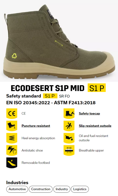 Safety Jogger, Steel Toe Work Boot, Ecodesert Sip Mid — product view 1