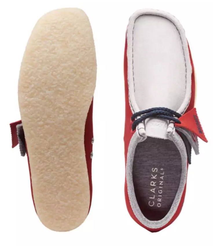 Clarks Originals Wallabee VCY Men's Red Grey Suede 26166291 — sole view