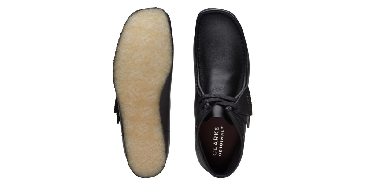 Clarks Originals Wallabee Boot Men's Black Leather 26155512 — top view