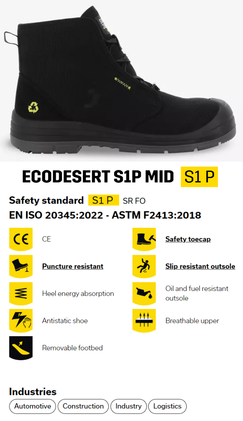 Steel Toe Work Boot - Safety Joggers - Ecodesert Sip Mid — product view 2