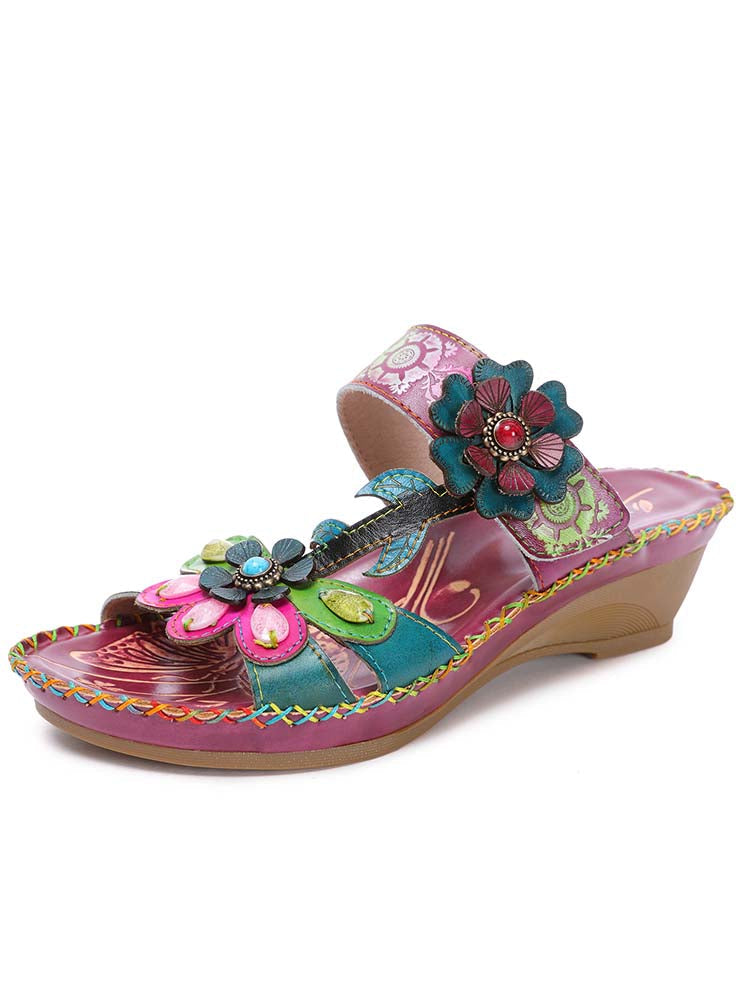 Valery Retro Floral Embossing Slippers – product view 1