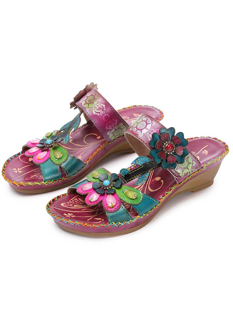 Valery Retro Floral Embossing Slippers – product view 2