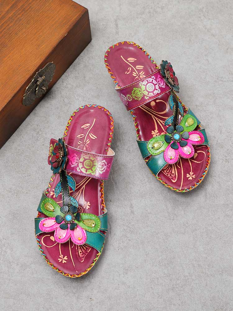 Valery Retro Floral Embossing Slippers – product view 6