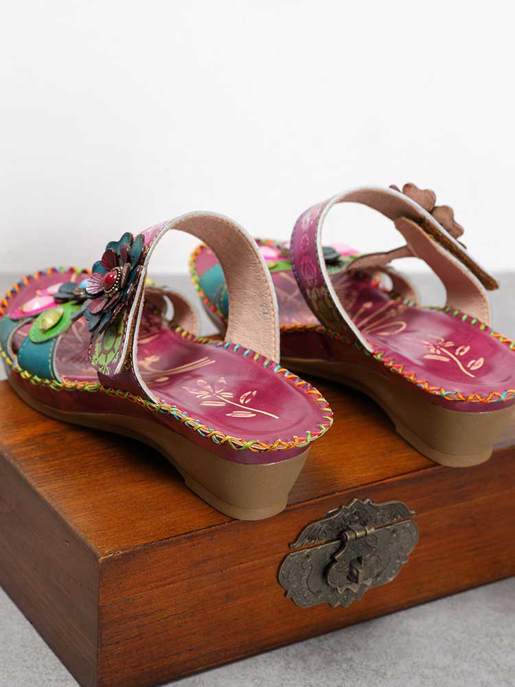 Valery Retro Floral Embossing Slippers – product view 8