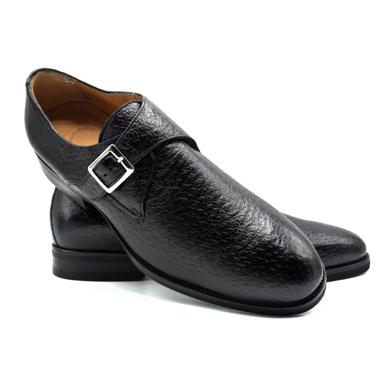 Zelli Italia Men's 59-503-BLK ROMAN Peccary Monk Strap, Black