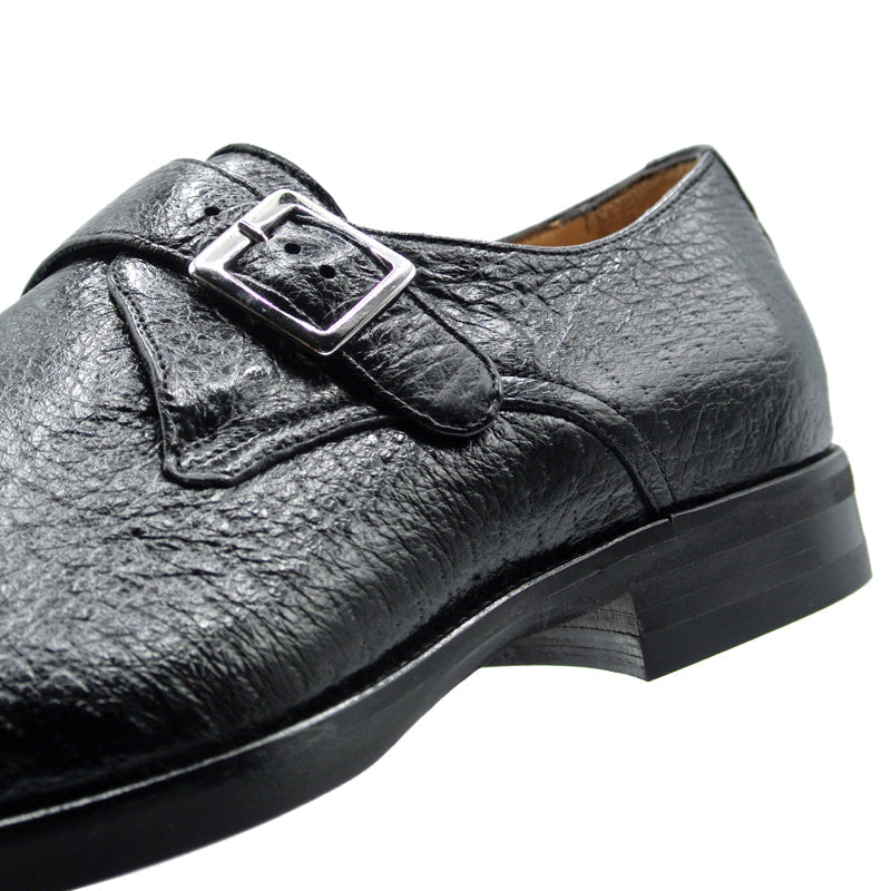Zelli Italia Men's 59-503-BLK ROMAN Peccary Monk Strap, Black