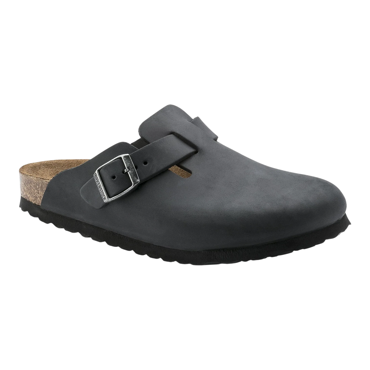 Birkenstock Boston Unisex Clogs — Black Nubuck Leather – Front View