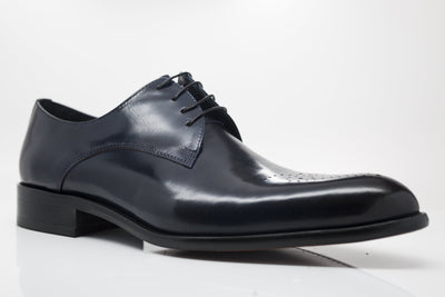 Carrucci Burnished Calfskin Oxford - Navy