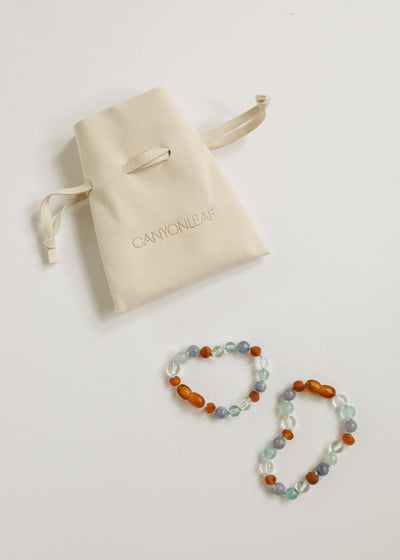 Baltic Sea Amber + Natural Gemstone || Anklet or Bracelet