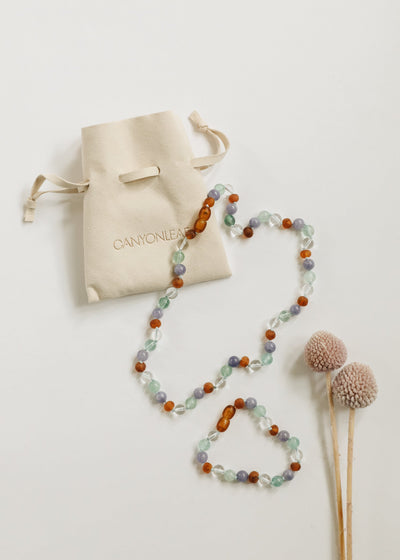 Baltic Sea Amber + Natural Gemstone || Anklet or Bracelet