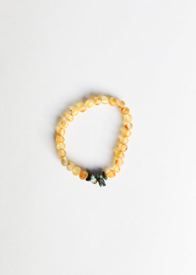 Raw Honey Baltic Amber + Raw Turquoise Jasper || Adult Bracelet