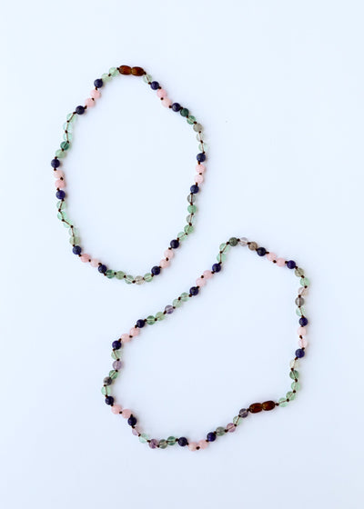 Fluorite + Lapis Lazuli + Rose Quartz || Gemstone Necklace