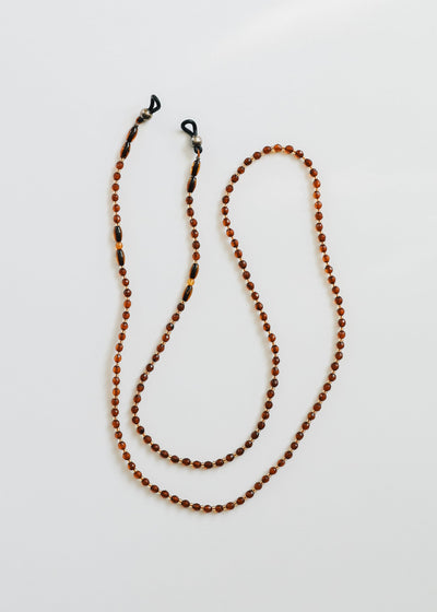 Baltic Sea Amber + Gemstone || Beaded Eyeglass Necklace - Natural Cognac