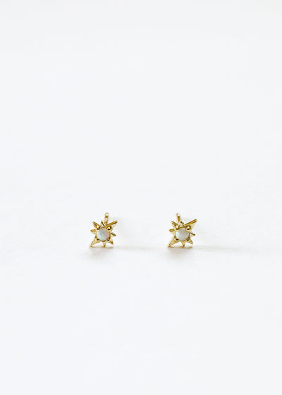 18K Gold Vermeil + Mother of Pearl Gemstone || Everyday Earrings