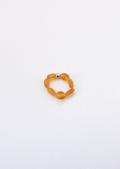 Raw Honey Baltic Amber + 14K Gold Filled || Beaded Ring Stack
