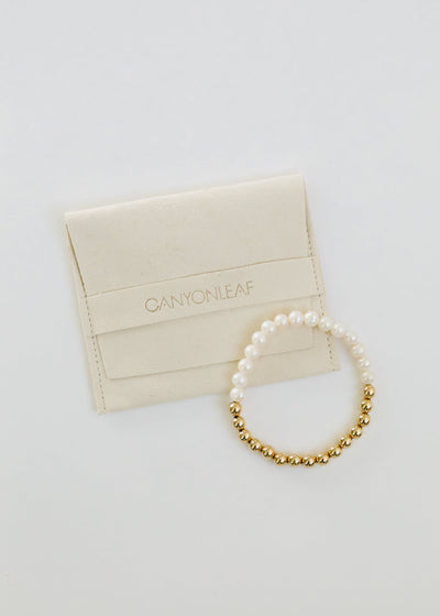 Pearl : 14k Gold Filled Sun + Moon || Stretch Bracelets