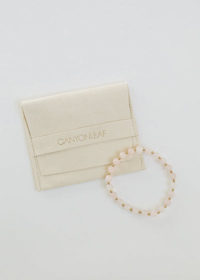 Rose Quartz : 14k Gold Filled Sun + Moon || Stretch Bracelets