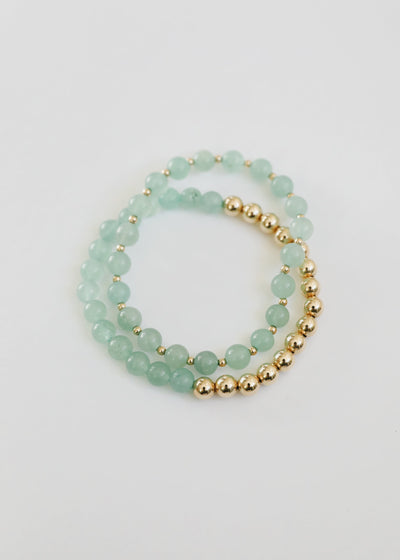 Aventurine Gemstone + 14K Gold Filled || Beaded Stretch Bracelets