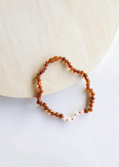 Raw Cognac Baltic Amber + Rose Quartz || Kids Set ||