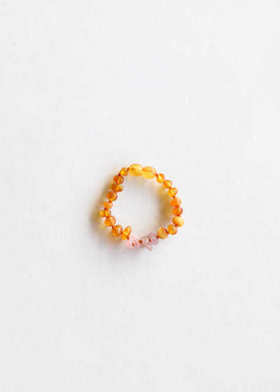 Raw Honey Baltic Amber + Raw Rose Quartz || Kids Set