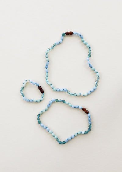 Amazonite + Aquamarine + Fluorite || Gemstone Anklet or Bracelet
