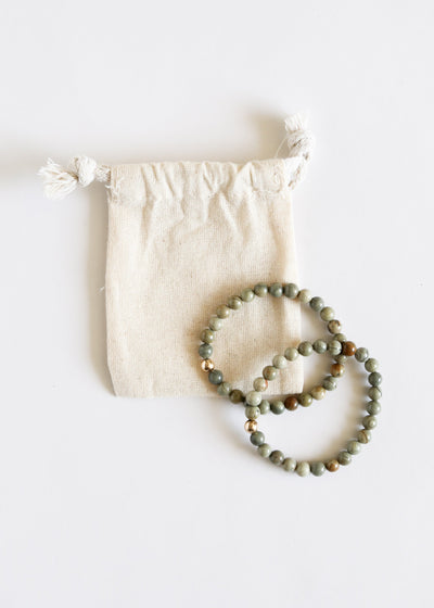 Silver Leaf Jasper + 14k Gold Filled || Adult Bracelet
