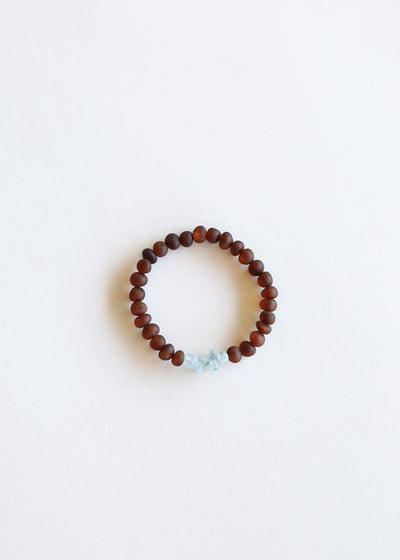 Raw Cognac Baltic Amber + Raw Aquamarine || Adult Bracelet