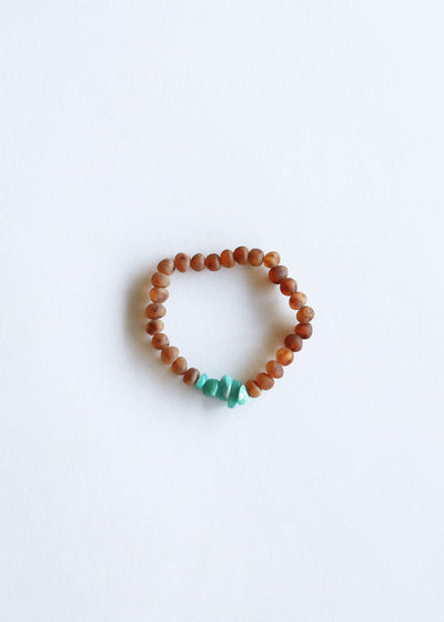 Raw Cognac Baltic Amber + Raw Amazonite || Adult Bracelet