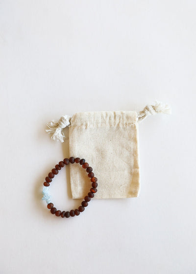 Raw Cognac Baltic Amber + Raw Aquamarine || Adult Bracelet
