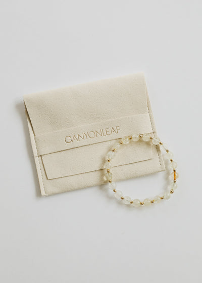 Citrine Gemstone + 14K Gold Filled Beaded Stretch Bracelet