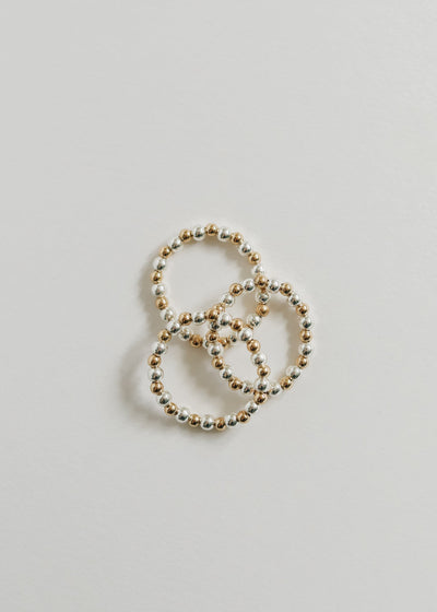 Sterling Silver + 14k Gold Filled || Beaded Stretch Ring