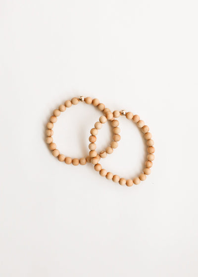 Cypress Wood + 14K Gold Filled || Beaded Stretch Bracelet