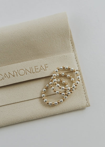 Sterling Silver + 14k Gold Filled || Beaded Stretch Ring