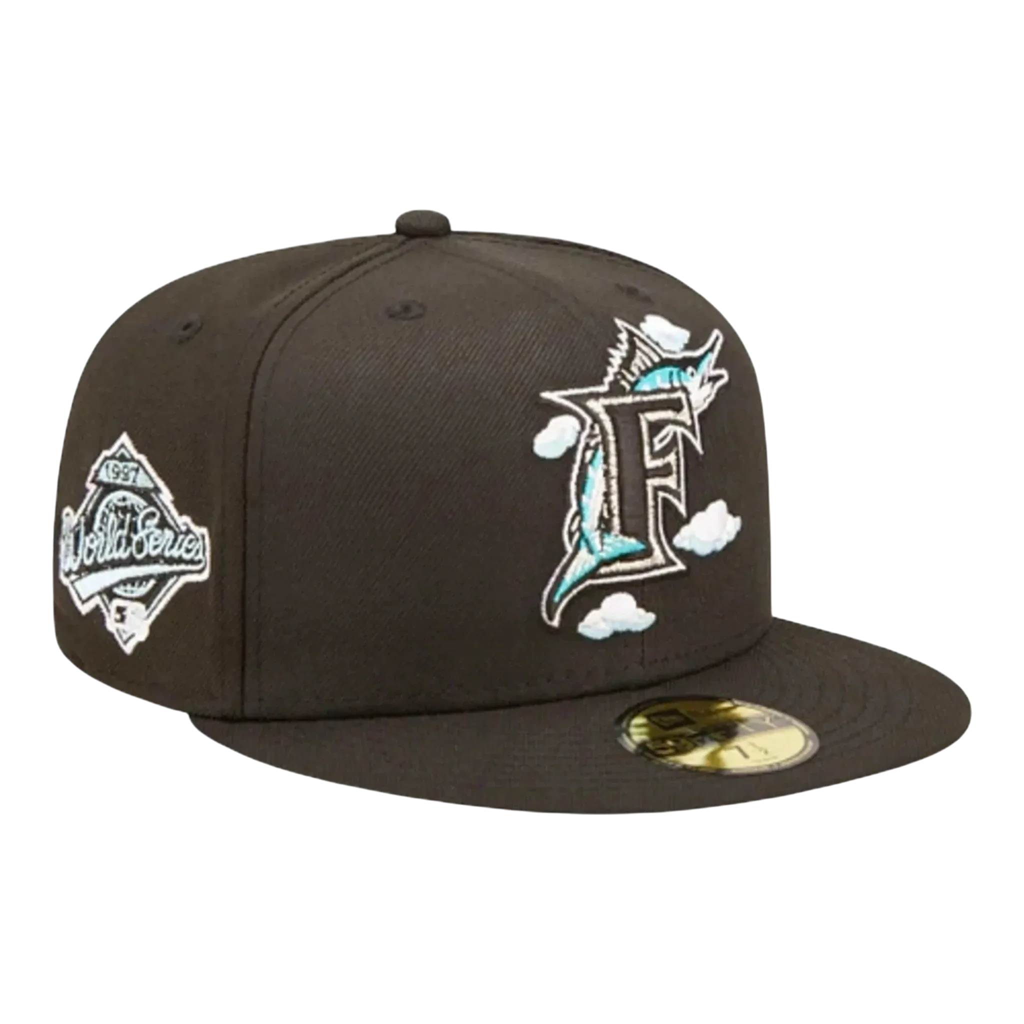 New Era 59Fifty MLB Florida Marlins Comic Cloud Fitted Hat Black