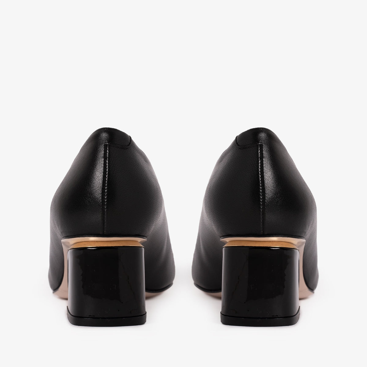 Vinci Leather The Diva Black Leather Cap Toe Block Heel Pump Women Shoe – product view 5