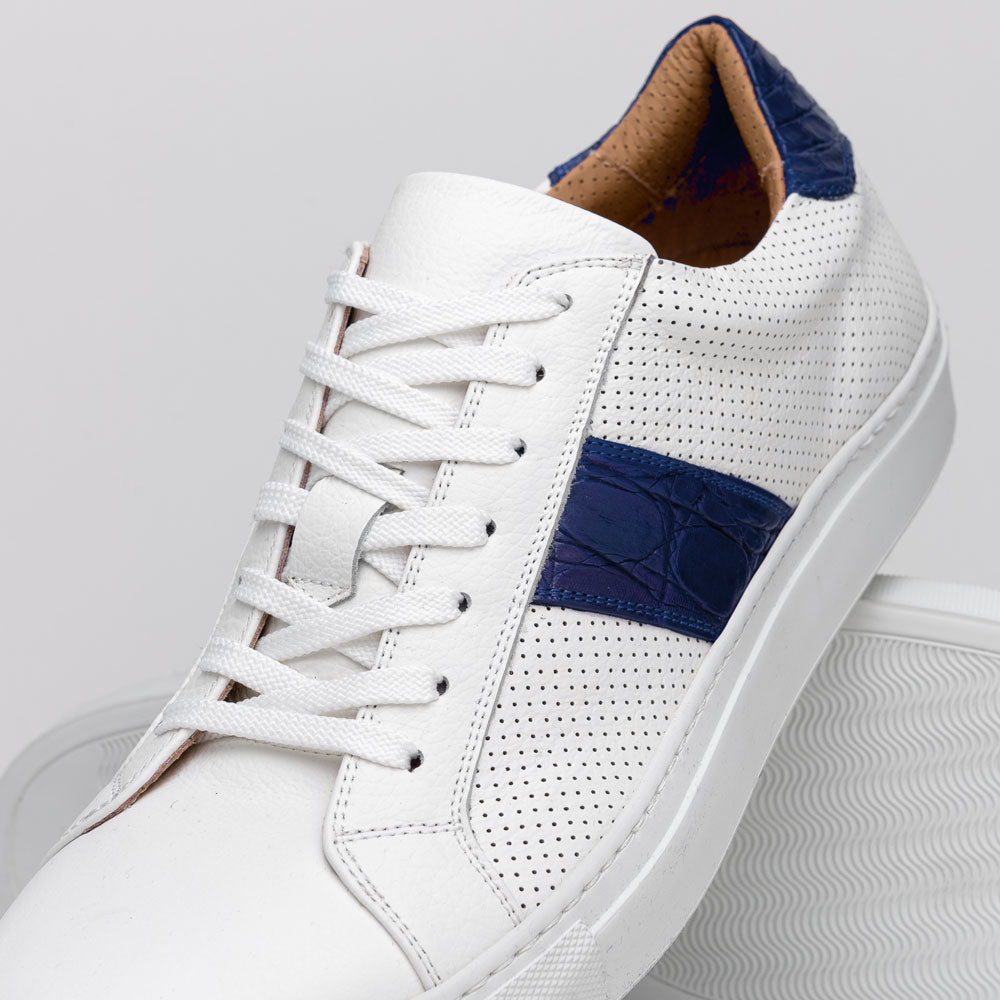 Zelli Italia Men's 61-101-NVY OLYMPIAS Italian Calfskin and Crocodile Stripe, Navy