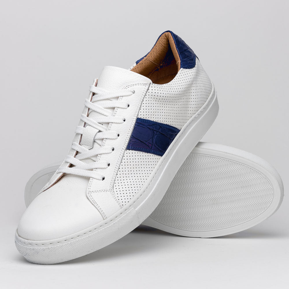 Zelli Italia Men's 61-101-NVY OLYMPIAS Italian Calfskin and Crocodile Stripe, Navy