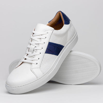 Zelli Italia Men's 61-101-NVY OLYMPIAS Italian Calfskin and Crocodile Stripe, Navy