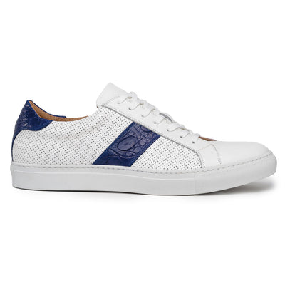 Zelli Italia Men's 61-101-NVY OLYMPIAS Italian Calfskin and Crocodile Stripe, Navy