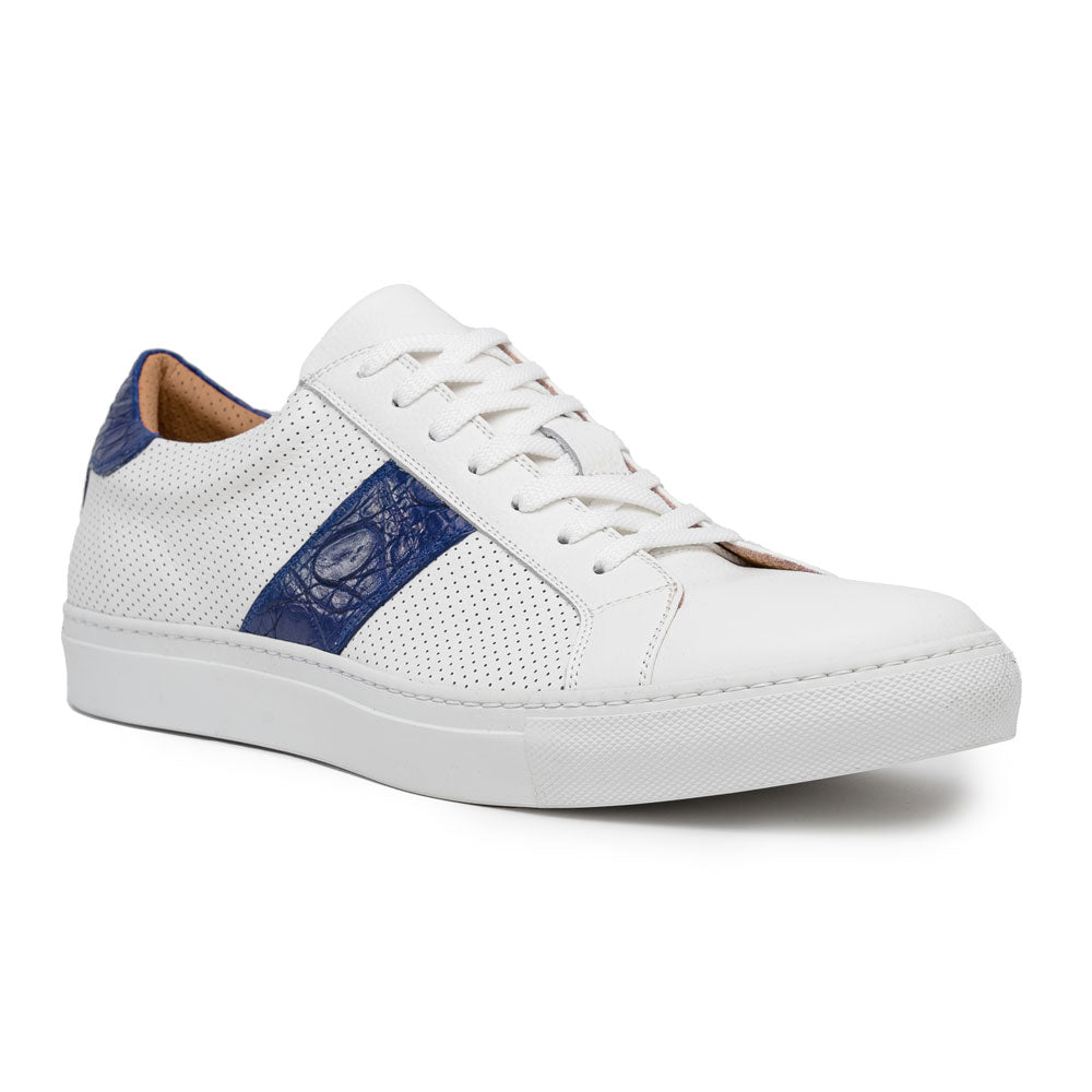 Zelli Italia Men's 61-101-NVY OLYMPIAS Italian Calfskin and Crocodile Stripe, Navy