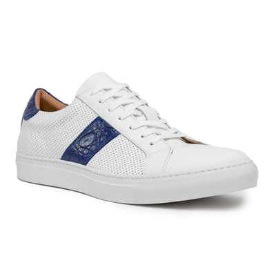 Zelli Italia Men's 61-101-NVY OLYMPIAS Italian Calfskin and Crocodile Stripe, Navy