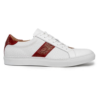 Zelli Italia Men's 61-101-RED OLYMPIAS Italian Calfskin and Crocodile Stripe, Red