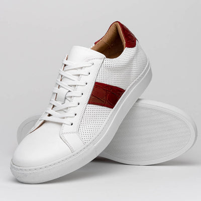Zelli Italia Men's 61-101-RED OLYMPIAS Italian Calfskin and Crocodile Stripe, Red